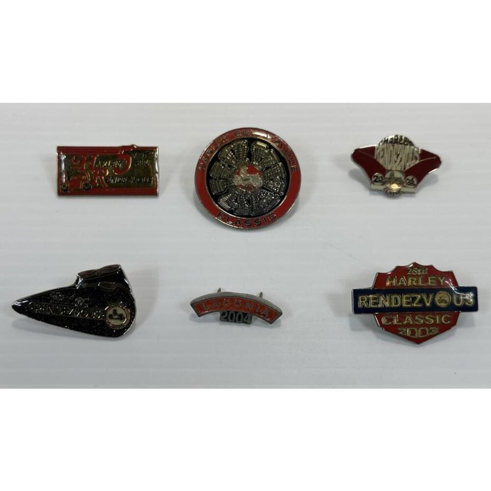 Lot 6 Vintage Harley Davidson Rendezvous Classic Button Pins Motorcycle Pinback